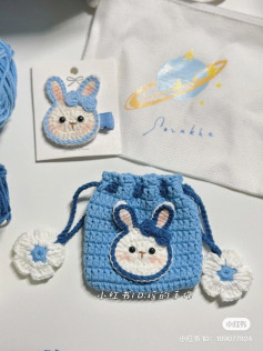 Cute Crochet Bunny Bag and Hair Clip Set