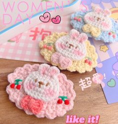 Cute Crochet Bunny Brooches Perfect for Womens Day Gift