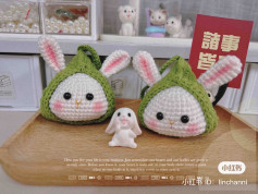 Cute Crochet Bunny Plushies with Green Hood Patterns