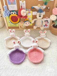 Cute Crochet Bunny Trays for Organizing Small Items