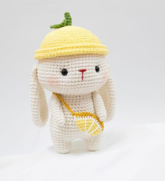 Cute Crochet Bunny with Yellow Hat and Bag Pattern