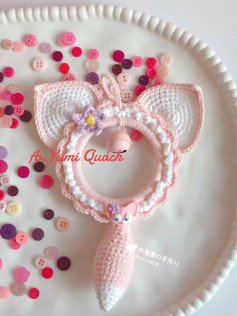 Cute Crochet Fox Teether with Button Embellishments for Babies