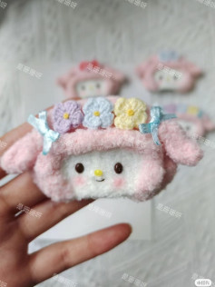 Cute Crochet Hat with Flowers and Ribbon Detail