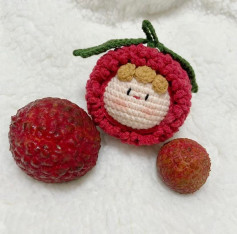 Cute Crochet Lychee with Face Pattern for Beginners