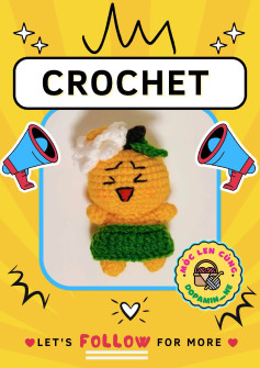 Cute Crochet Orange Character with Green Skirt