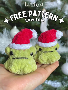 Cute Frog Amigurumi with Santa Hat Crochet Free Pattern