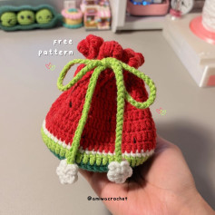 Cute Watermelon Drawstring Bag Crochet Pattern