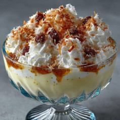 Delícia Cremosa de Coco com Chantilly e Uvas Passas