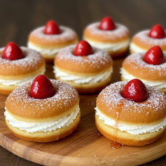Donas de Felicidad con Crema y Fresas