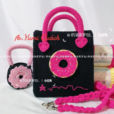 Donut Design Crochet Handbag Pattern with Pink Handles