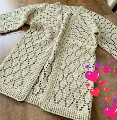 Elegant Crochet Cardigan with Intricate Lace Pattern Design