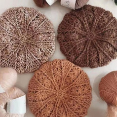 Elegant Crochet Coasters with Intricate Patterns and Earthy Tones