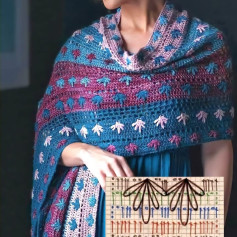 Elegant Crochet Shawl Pattern with Colorful Flower Motifs
