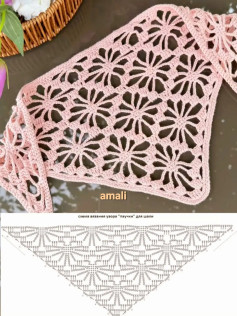 Elegant Crochet Shawl Pattern with Floral Motif Design