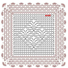 Elegant Crochet Square Pattern with Intricate Border Design
