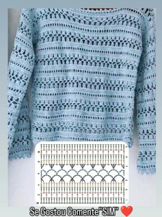 Elegant Crochet Sweater Pattern with Detailed Stitch Chart