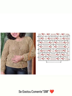 Elegant Crochet Sweater Pattern with Heart Motif Design