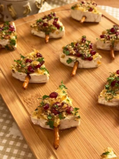 Festive Camembert Trees with Honey and Pomegranate
