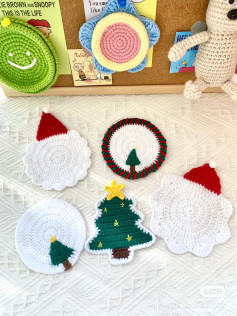 Festive Crochet Patterns: Christmas Trees and Santa Coasters