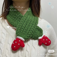 Festive Crochet Scarf with Cute Red Mittens