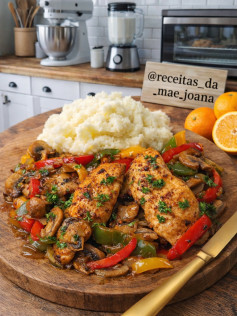 Frango Grelhado com Legumes Coloridos e Purê Cremoso
