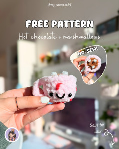 Free Crochet Pattern: Hot Chocolate and Marshmallows No-Sew Amigurumi