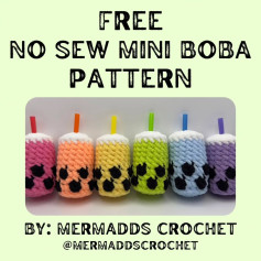 Free Pattern for No Sew Mini Crochet Boba Cups