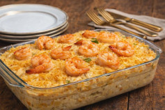 Fricassê de Camarão Cremoso Gratinado com Toque de Parmesão