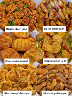 Giòn rụm hương vị đậm đà: Đậu hũ, cà tím, khoai tây, nấm chiên.