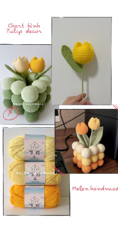 Hướng dẫn móc hoa tulip trang trí bằng len đơn giản nhất tại nhà
