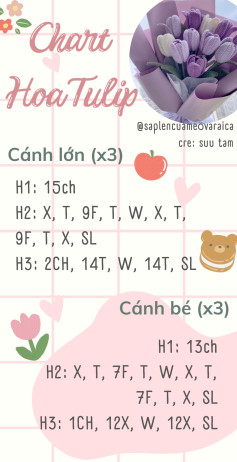 Hướng dẫn móc hoa tulip xinh xắn dễ làm cho người mới bắt đầu