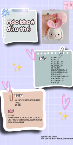 Hướng dẫn móc khóa đầu thỏ dễ thương cho người mới bắt đầu