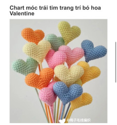 Hướng dẫn móc len trái tim cho bó hoa Valentine đầy màu sắc