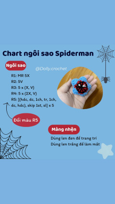 Hướng dẫn móc ngôi sao Spiderman cho người yêu thích đan len