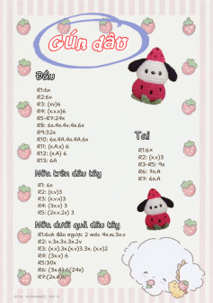 Hướng dẫn móc thú cưng hình dâu tây dễ thương