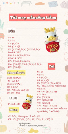 Hướng dẫn móc túi rồng trắng may mắn chi tiết và dễ hiểu