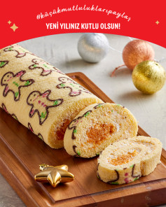 Kurabiye Adam Desenli Bal Kabaklı Rulo Pasta