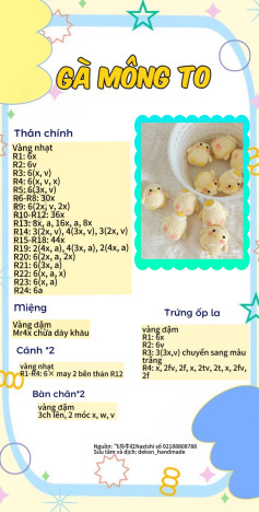 Mẫu móc len gà mông to dễ thương và đơn giản để làm