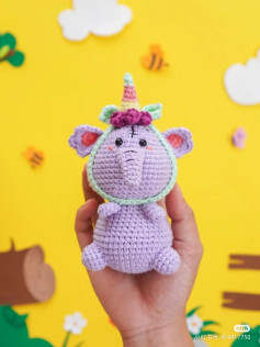 Mẫu móc len voi kỳ lân dễ thương cho người mới bắt đầu