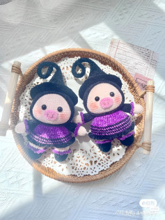 Móc len búp bê dễ thương hình elf nhỏ màu tím đen