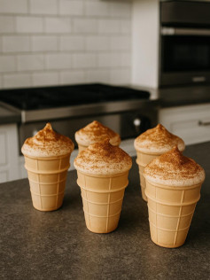 Осенний крем-брюле с корицей в вафельном рожке