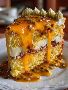 Pastel Tropical de Maracuyá y Dulce de Leche