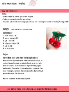 Patrón de Amigurumi: Cerezos en 100 Días de Reto