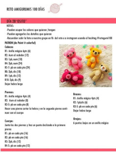 Patrón de Amigurumi: Día 28 Osito Paso a Paso