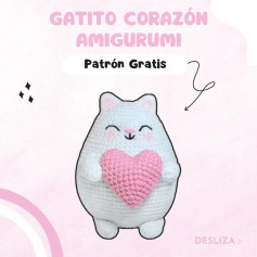 Patrón de Amigurumi: Gatito con Corazón Gratis