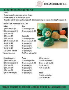 Patrón de amigurumi: Tortuga Steve de Pica Pau, día 52 del reto
