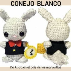 Patrón de conejo blanco de Alicia en crochet
