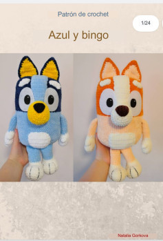 Patrón de crochet para muñecos Azul y Bingo