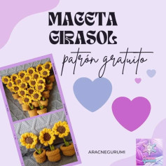 Patrón de Girasol en Maceta: Guía de Crochet Gratis