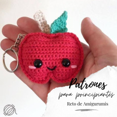 Patrón de llavero de manzana amigurumi para principiantes